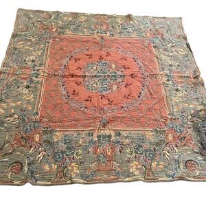 Floral Textured Vintage Look Tapestry Blanket Throw Coverlet